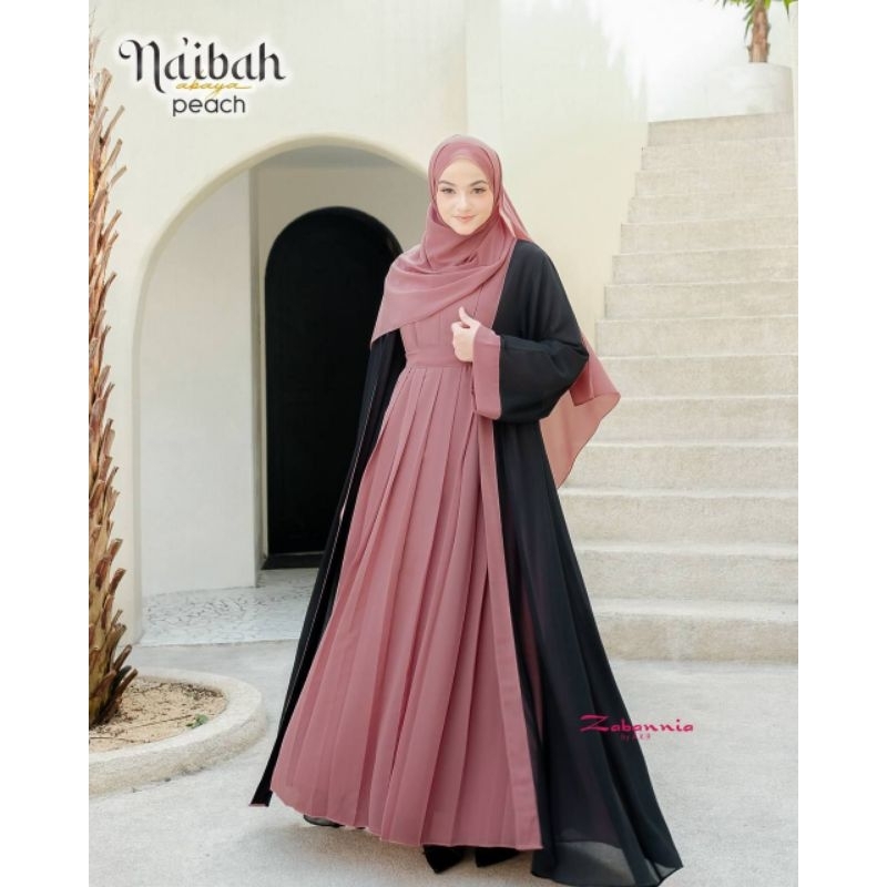 Gamis Abaya Set Hijab dan Outer Naibah By Zabannia
