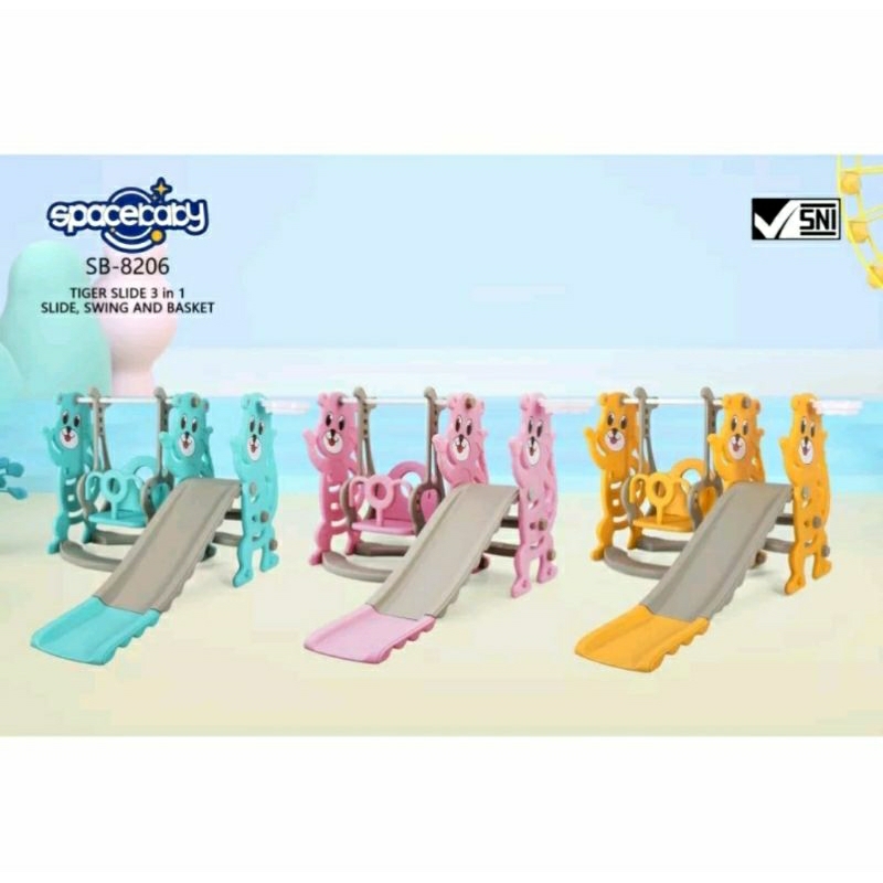 Spacebaby Perosotan dan Ayunan Anak Tiger Slide Swing Spacebaby SB 8206 (3in1)
