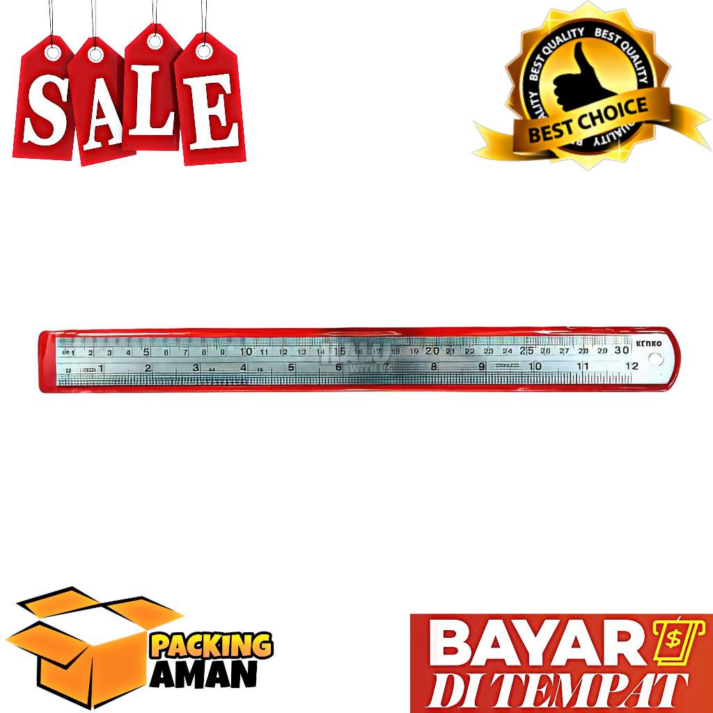 

(BISA COD) PROMO 1 PCS KENKO STAINLESS STEEL RULER / PENGGARIS / ALAT MENGGARIS 30CM