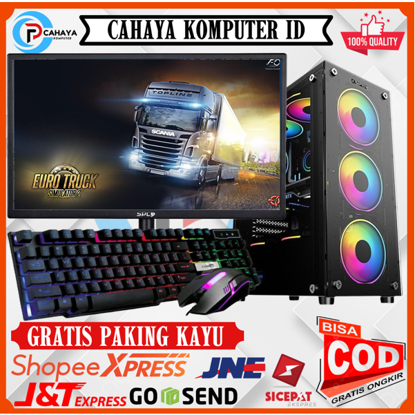 Pc Gaming Editting Fulset Intel I7 Ram 16Gb SSD 256GB Vga 4GB LED 19 Inch Siap Pakai