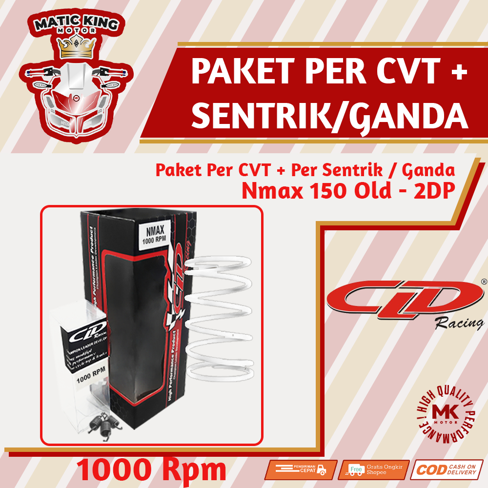 Paket Per CVT Sentrik Ganda Racing Yamaha Nmax Aerox Lexi Old New 125/150/155 CLD 1000/1500 RPM