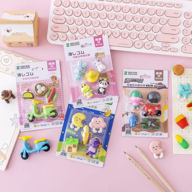 Penghapus Pensil Set Karakter Lucu Penghapus Set Banyak Motif Lucu