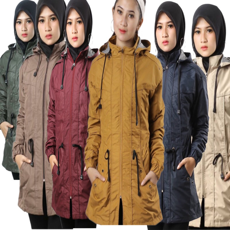 jaket parasut wanita kekinian zipper anti air angin motif polos Jaket outdor wanita -jaket parka mur