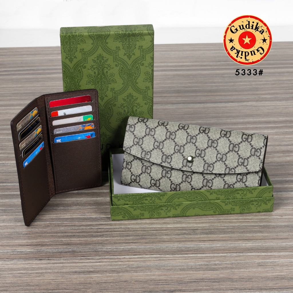 GUDIKA Wallet 5334 | Dompet Uang &amp; Kartu Lipat Panjang Wanita Kulit Waterproof Motif GD Import Original