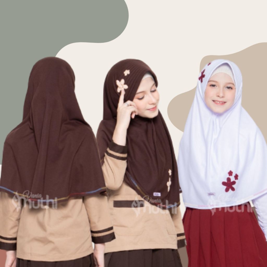 Jilbab Instan Anak Sekolah SD Pramuka Putih Merah Maroon Hijau Seragam Usia 4 5 6 7 8 9 10 11 12 Tah