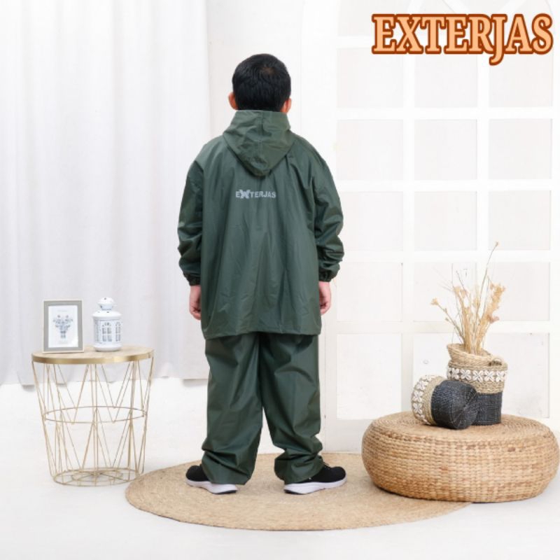 EXTERJAS 012/JAS HUJAN ANAK ARMY// jas hujan hijau army //jas hujan anak laki laki// JAS HUJAN TEBAL JAS HUJAN KIDS//Jas Hujan Pria Wanita Terbaik Tebal Anti Rembes Raincoat setelan// SUPER JAS/ JAS HUJAN PEREMPUAN/ JAS Hujan Setelan/ JAS HUJAN AXIO