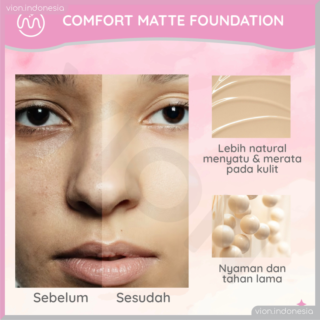 Saniye Foundation Cair Matte Poreless Liquid Foundation Dengan Pelembab 3 Warna Full Coverage SA008