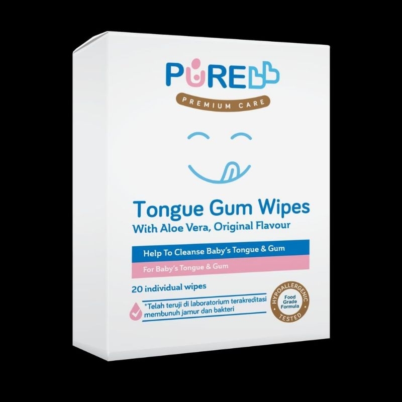 Purebb tongue gum wipes / tisu basah pembersih lidah dan gusi baby isi 20 lembar