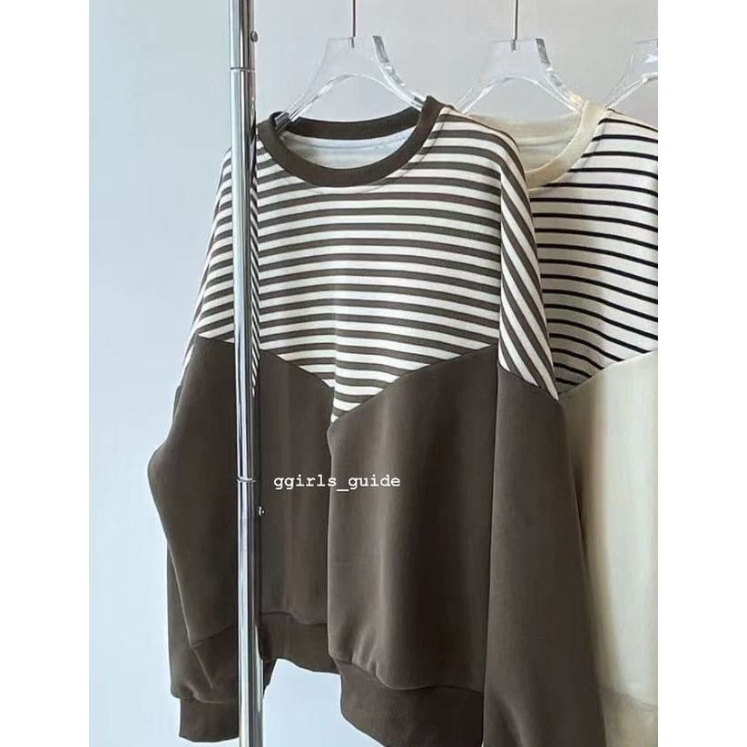 ZEEYA STRIPE OVERSIZE SWEATER WANITA - SWEATER OBLONG WANITA - CREWNECK