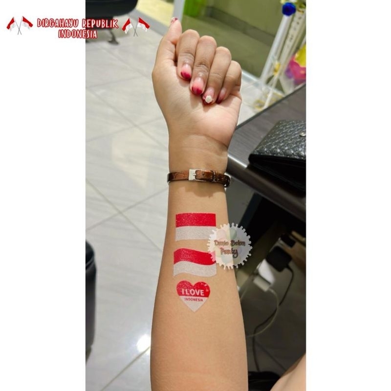 Temporary Tattoo / Tato Bendera Merah Putih Pipi Muka Tangan