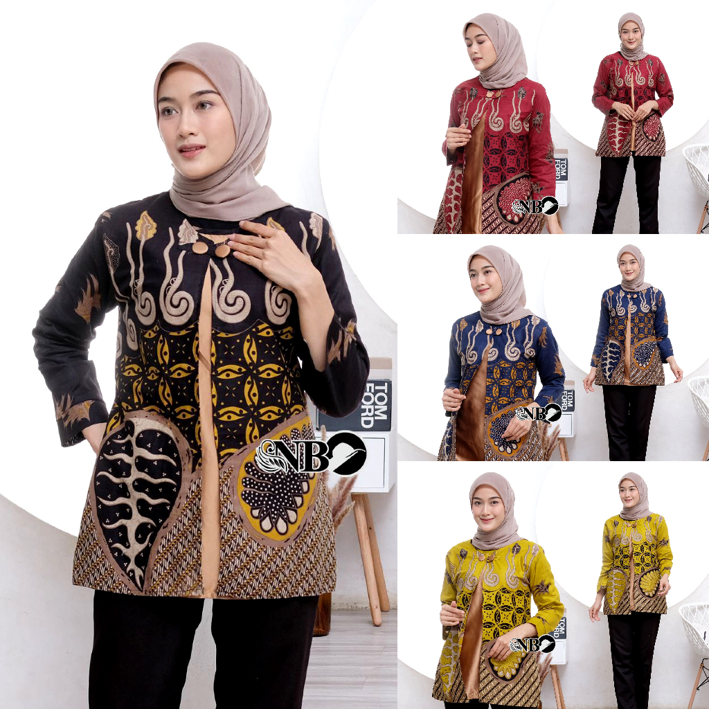 Baju Batik Wanita Modern Atasan Blouse Batik Kerja Kantor Wanita