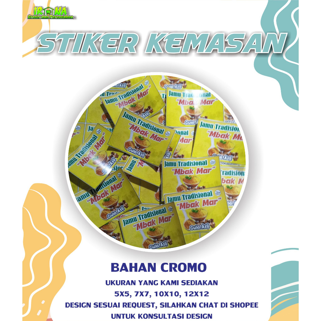 

CETAK STIKER KEMASAN PRODUK/STIKER MAKANAN/STIKER MURAH/CROMO MURAH/MEDIA PROMOSI