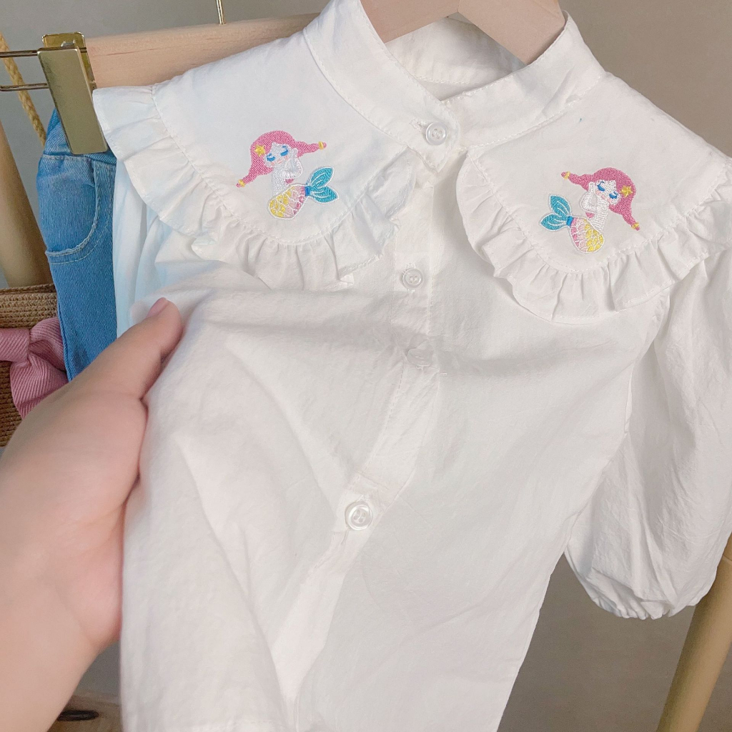SSP18-Setelan Set Anak Perempuan Kemeja + Jeans Mermaid Shell