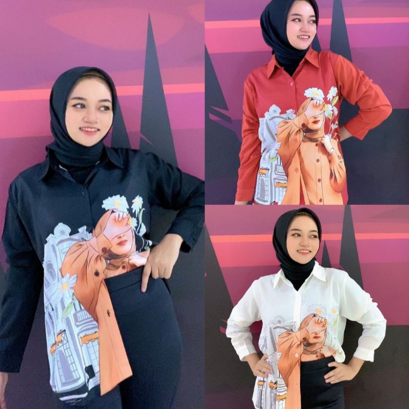 Kemeja cantik woolpeach hijab
