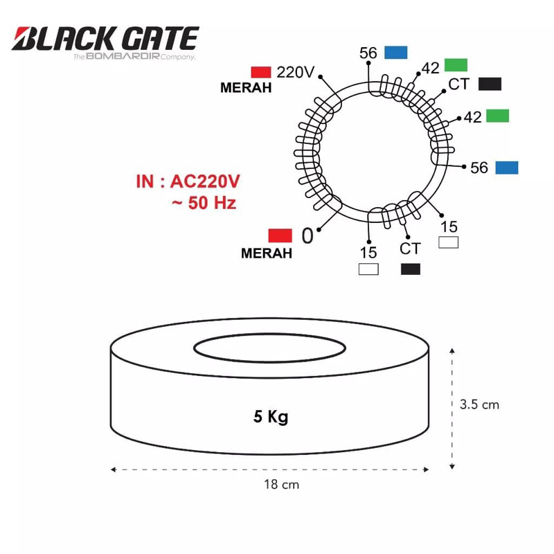 Trafo Toroidal Trafo Donat Blackgate 25A 56V &amp; 42V Tipis