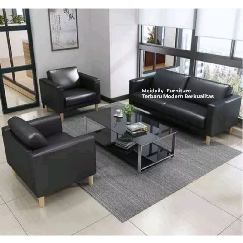 Sofa Kulit 211 Hitam Elegant Sofa Minimalis Kursi Ruang Tamu Minimalis Sofa kantor