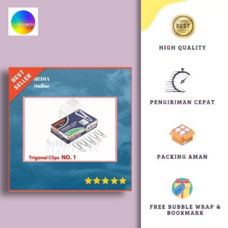 

Trigonal Paper Clips No 1 Joyko / Clip Penjepit Segitiga No.1 / Klip Jepit Kertas Berkas(ORIGINAL PRODUK)