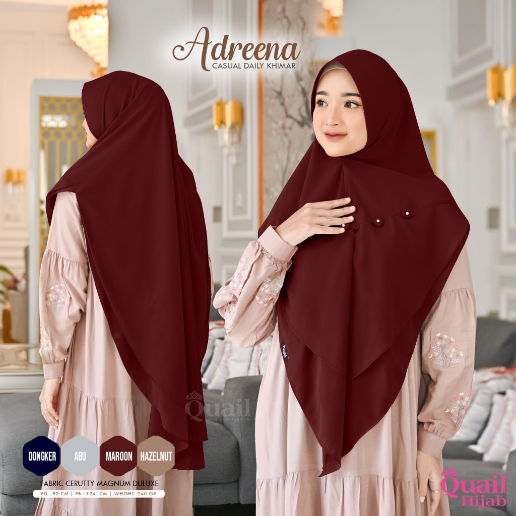 Hijab Khimar Adreena Polos Cerutty Original Quail