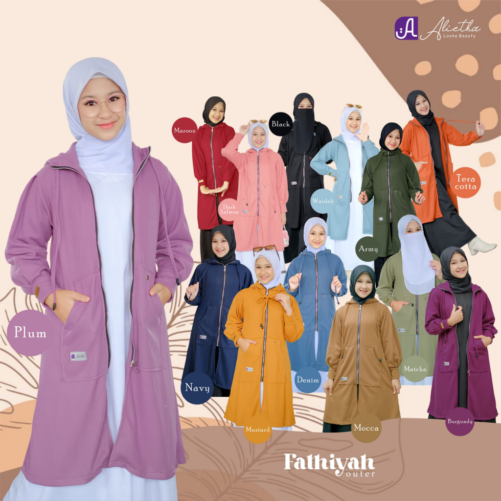 OUTER ANAK WANITA MUSLIMAH PANJANG MODEL TERBARU FATHIYAH By ALIETHA