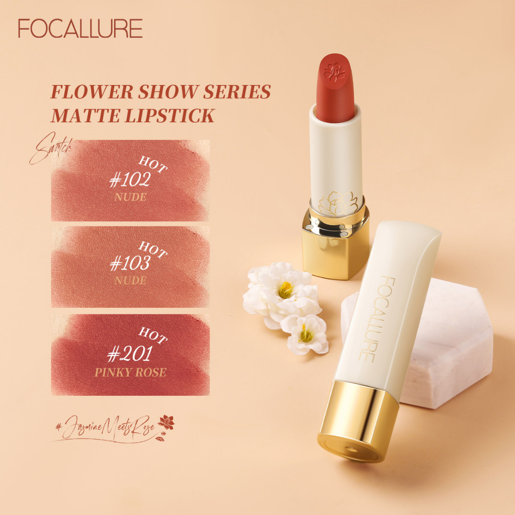 Focallure #JasmineMeetsRose Matte Lipstick Long Lasting Liptint-Tahan air kosmetik bibir lipstik