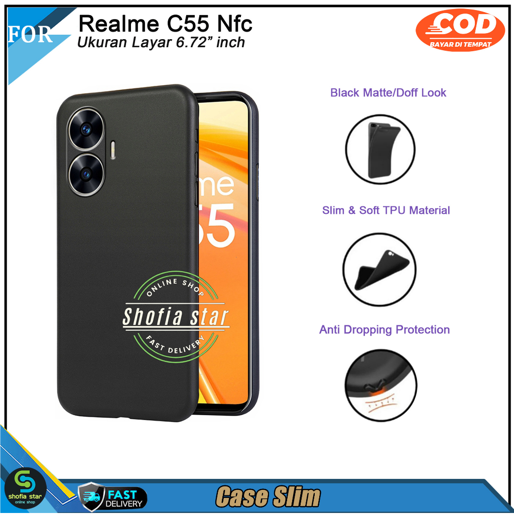 CASE REALME C55 NFC C33 C31 Realme 10 4G C35 NARZO 50 5G NARZO 50A PRIME SOFTCASE SLIM MATTE PREMIUM BLACK PROTECT CAMERA