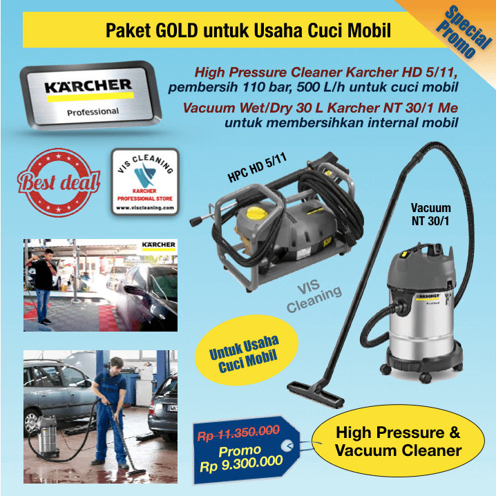 Paket Gold Usaha Cuci Mobil KARCHER HD 5/11 Cage &amp; NT 30/1 Me Classic