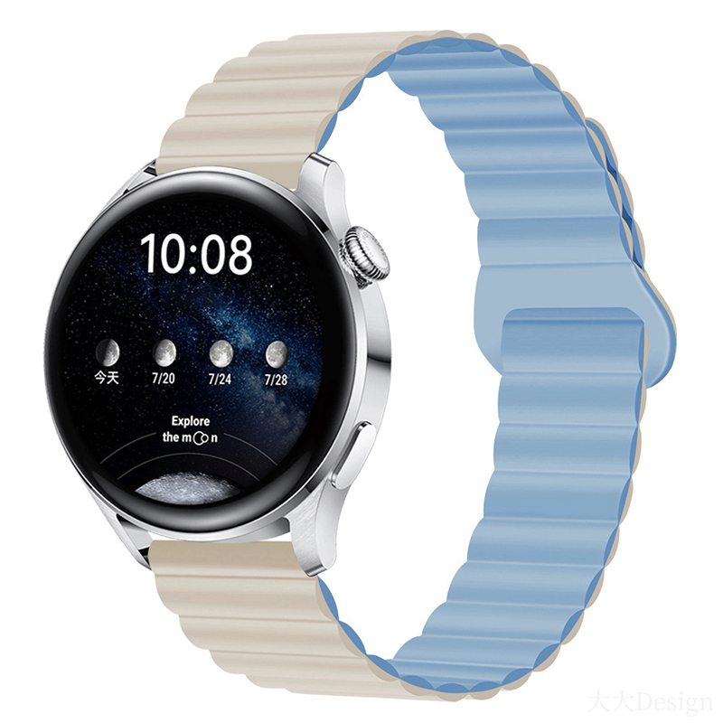 Strap Samsung Watch Huawei GT2/4/6/PRO Two-color Silicone Magnetic Back Loop 20/22mm Watch Strap