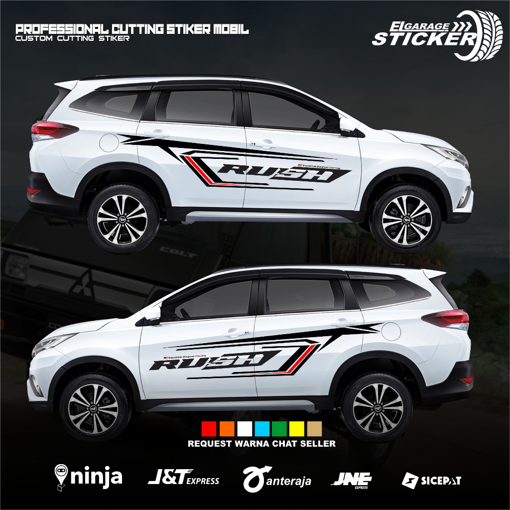 Stiker mobil toyota rush cutting stiker toyota rush gr racing terbaru