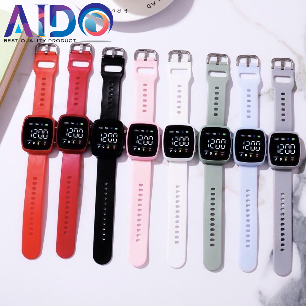 Jam Tangan Digital Sport Wanita Pria Rubber Anti Air Watch LED Fashion Electronic Ready Warna Harga Grosir