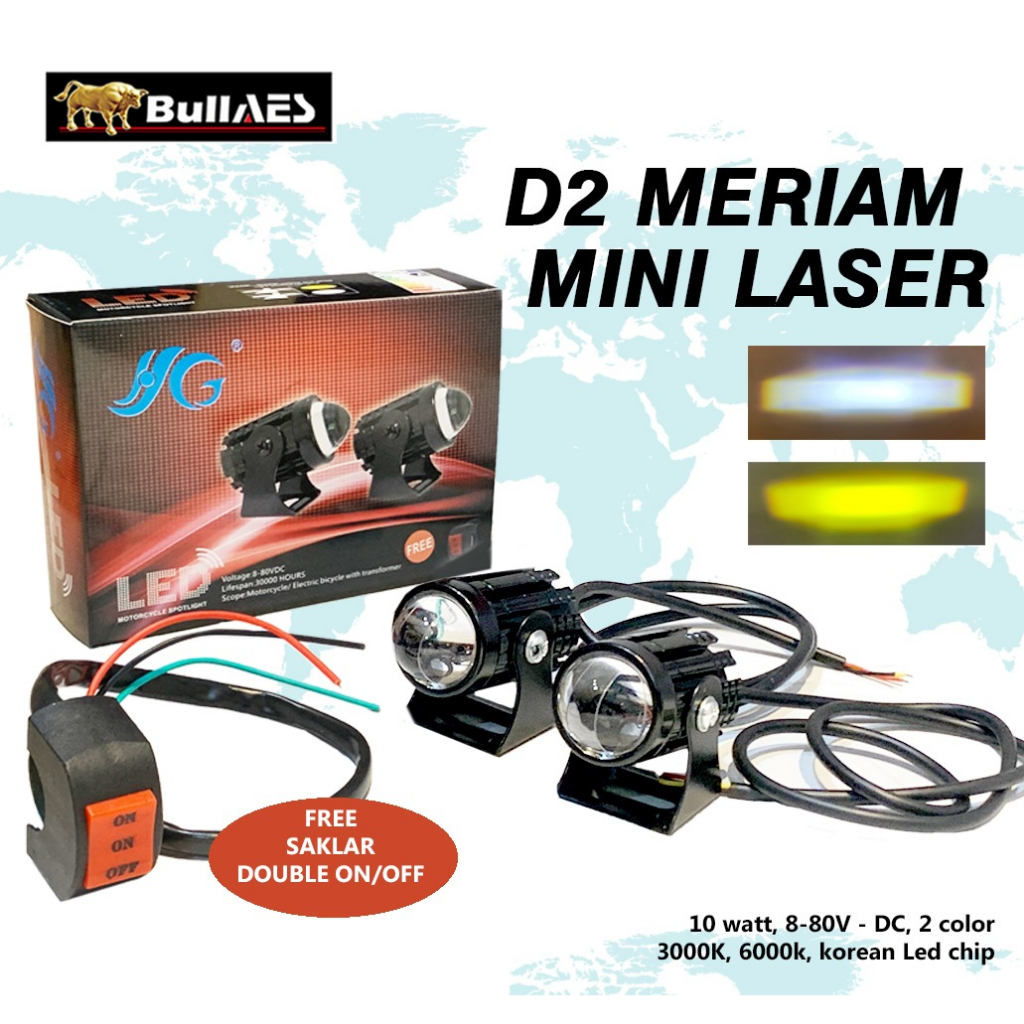 Lampu Tembak Mini Laser D2 Meriam Free Saklar On Off On