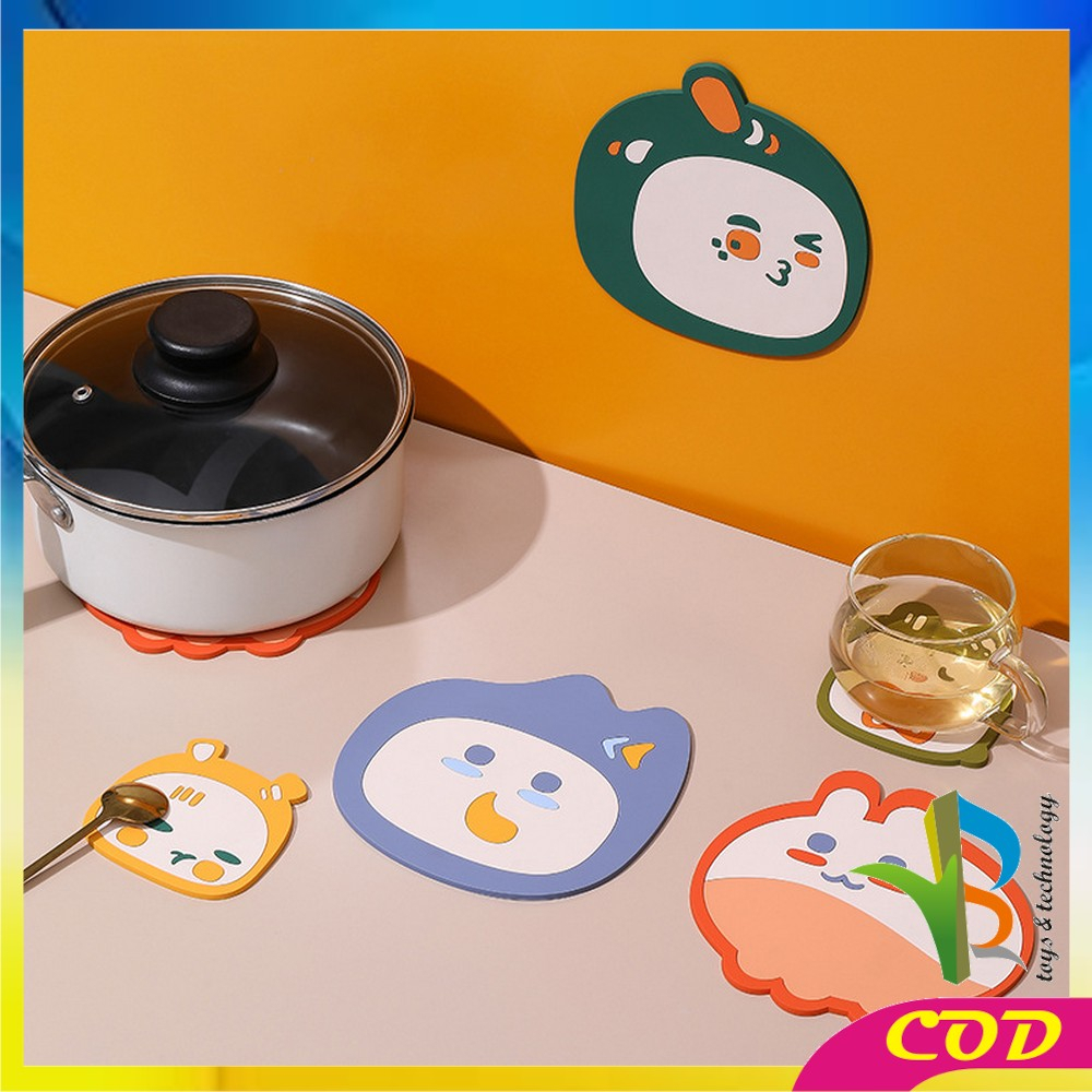 RB-C868 Tatakan Gelas Silikon Motif Karakter Lucu Tahan Panas Serbaguna / Tatakan Alas Panci Panas Placemat Anti Panas / Coaster Kartun Anti Licin Multifungsi Import