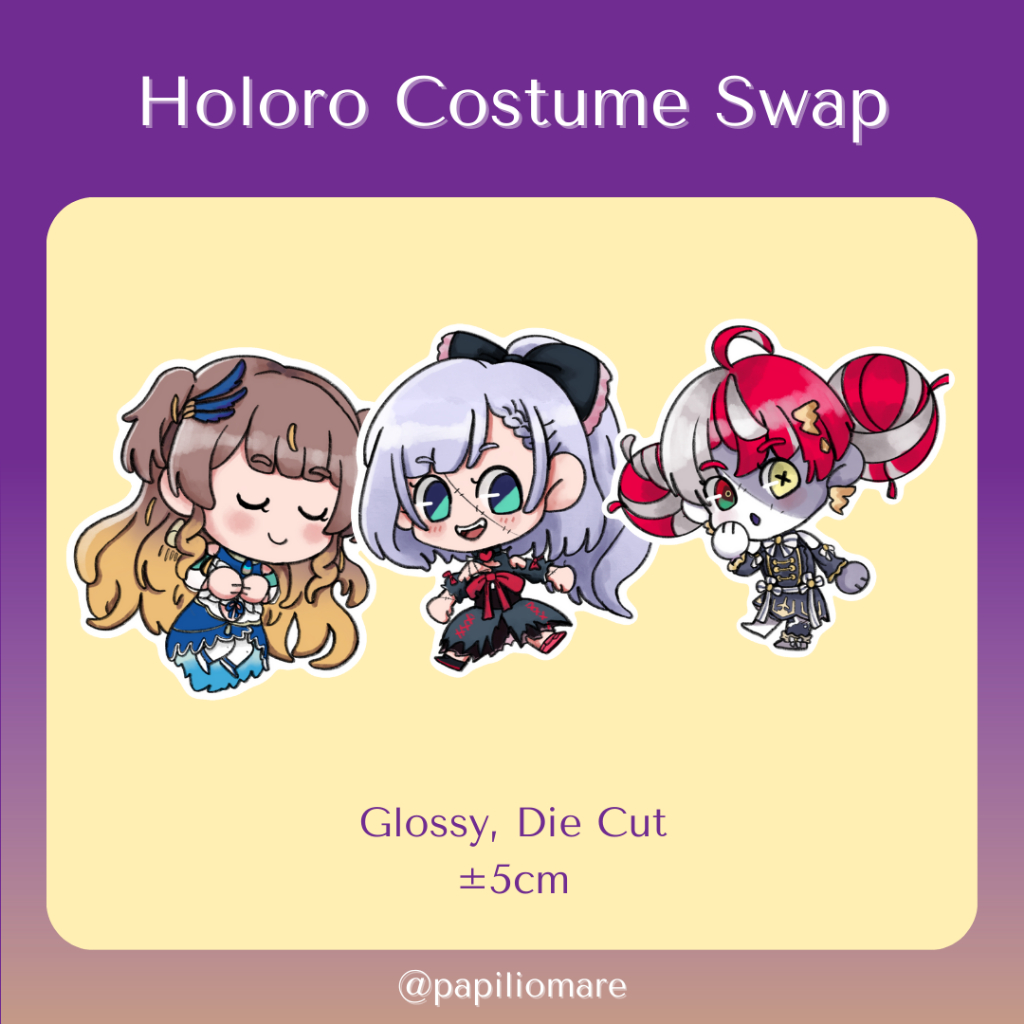 Holoro Costume Swap Stickers (Pavolia Reine, Kureiji Ollie, Anya Melfissa)