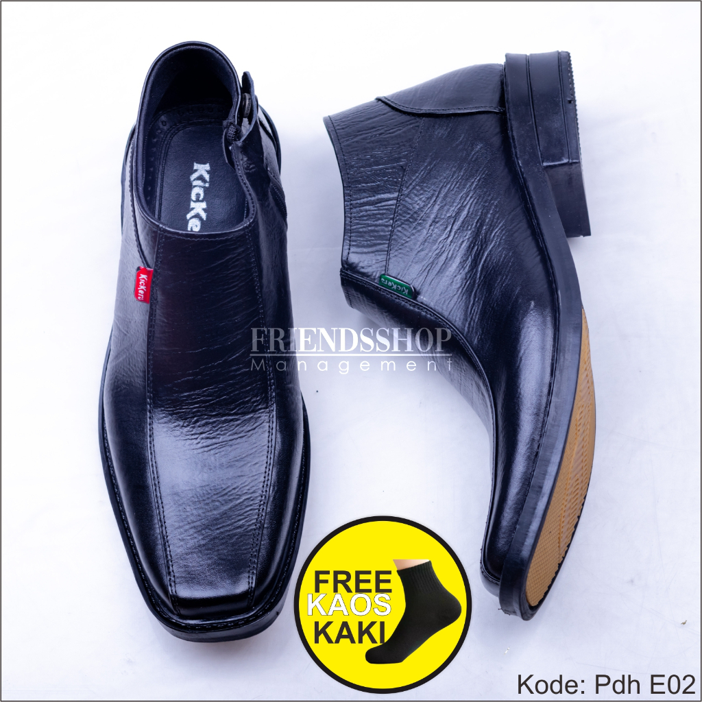 Sepatu PDH Pantofel Boots Pria Kickers 100% Kulit Sapi ASLI Model E02 JAMINAN UANG KEMBALI