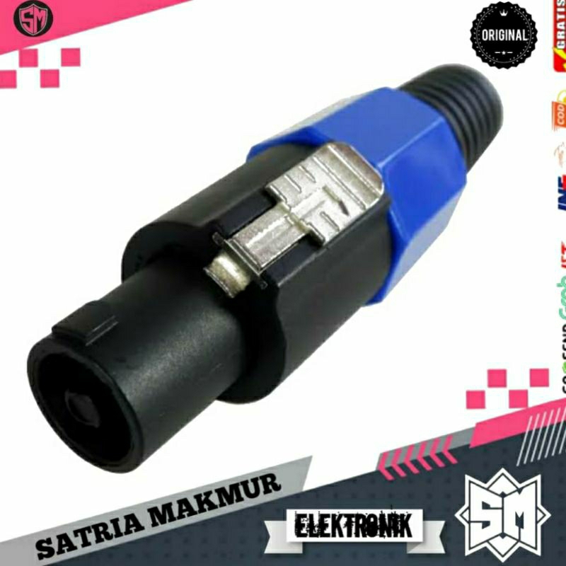 Jack Audio Spikon  BIRU untuk Connector Speaker pasif