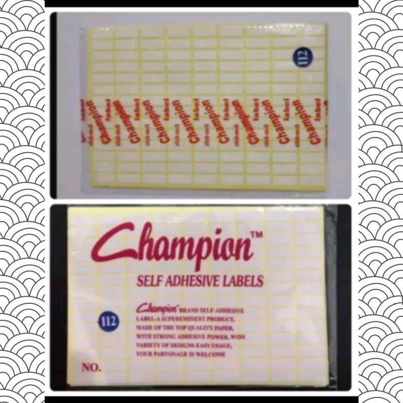 

Label Harga stiker nama Champion no 112