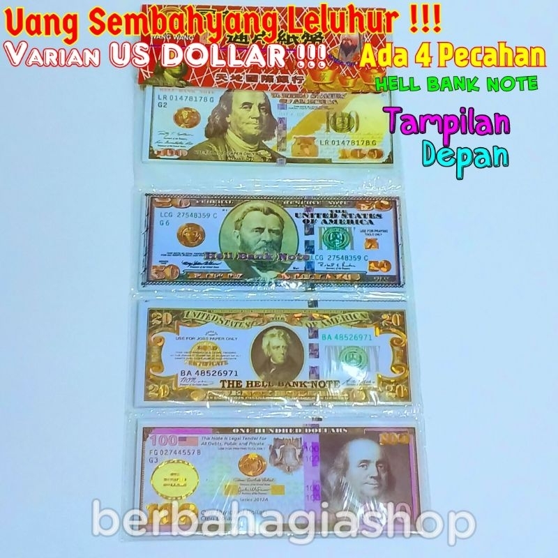 Uang Kertas Duit Untuk Sembahyang Leluhur Varian Us Dollar USD 4 Pecahan Sembayang Kubur Cheng Beng CengBeng Ceng Beng