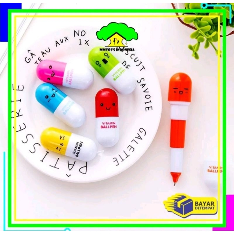 

pulpen Emoticon vitamin/pena kapsul/pulpen stationary