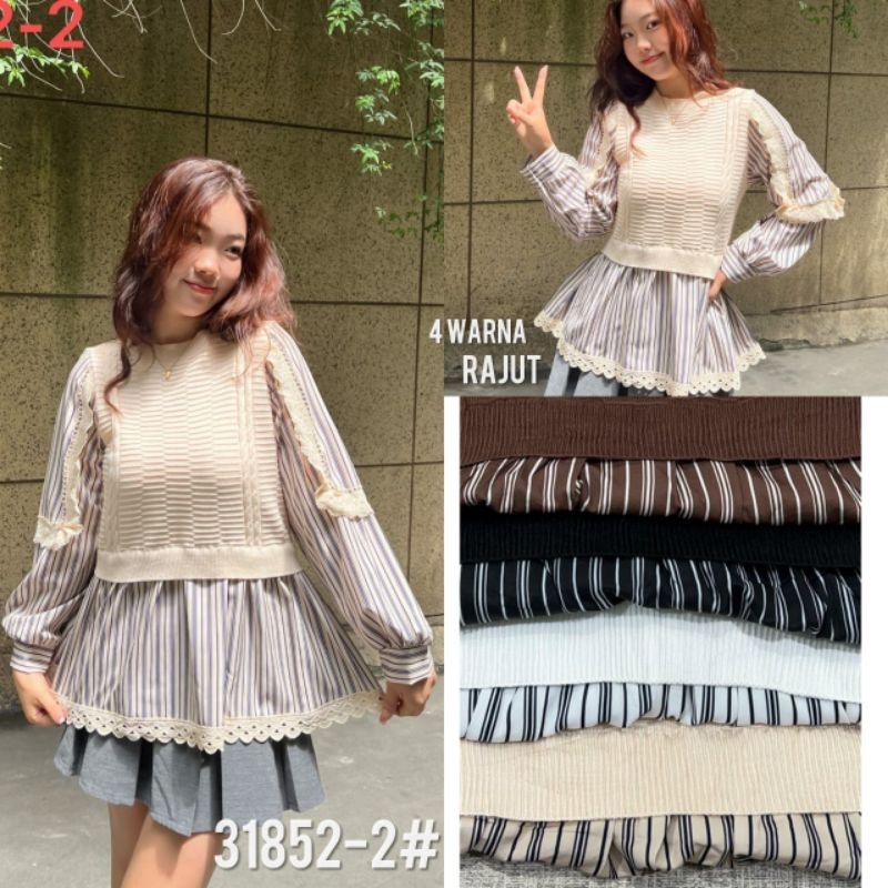 Blouse Rajut Mix Katun Salur Import by Zara Woman