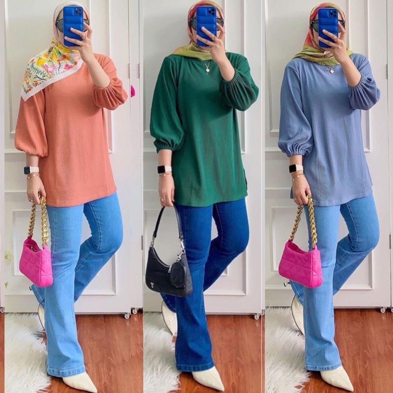 LONG TUNIK BALON HANOVER KNIT RIB PREMIUM STRECH MELAR