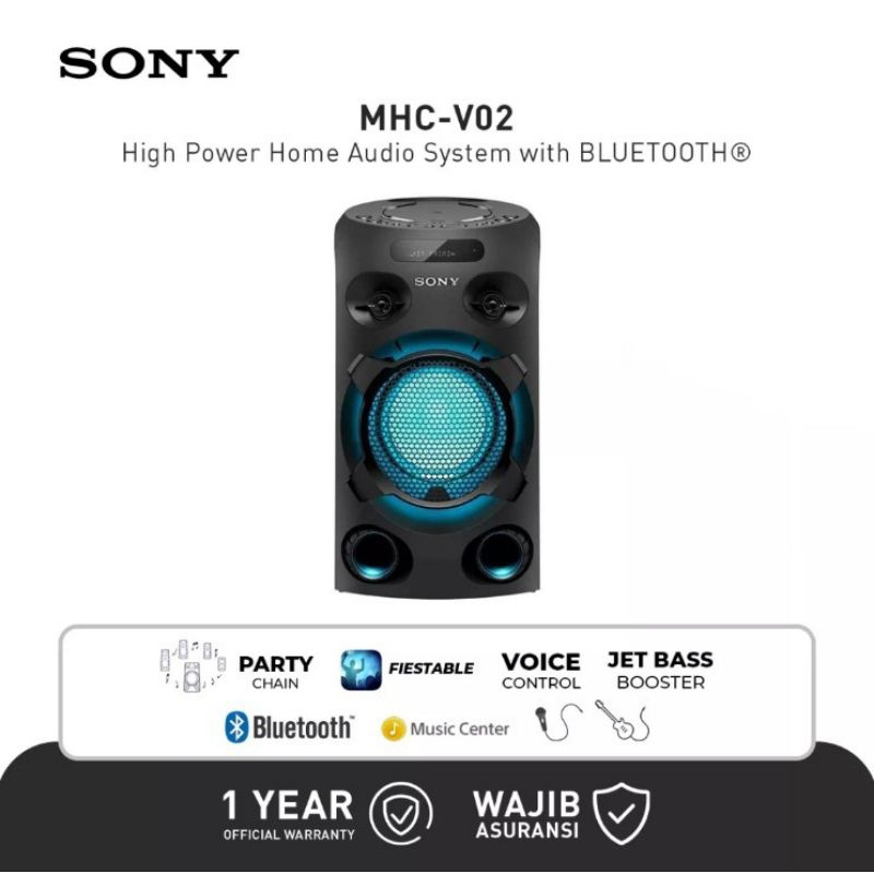 Sony Karaoke Bluetooth Speaker HiFi High Power MHC-V02 Garansi Resmi