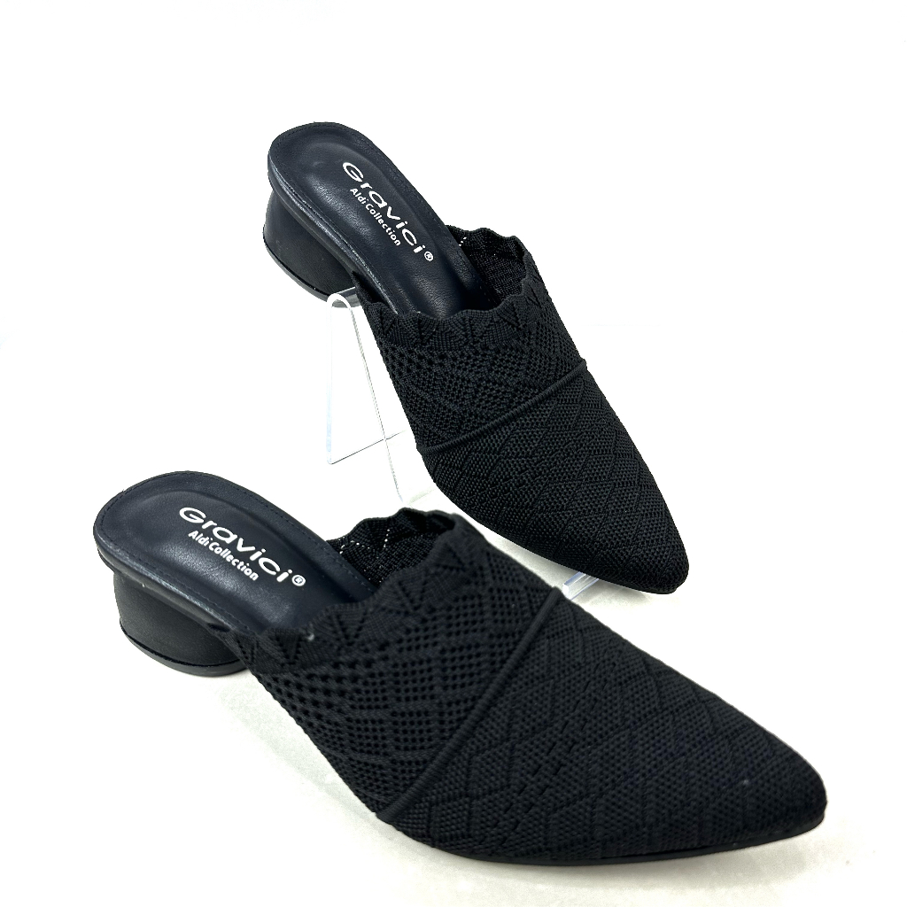 GRAVICI - Sepatu Slip On Mules Wanita Bahan Rajut Import AR 001