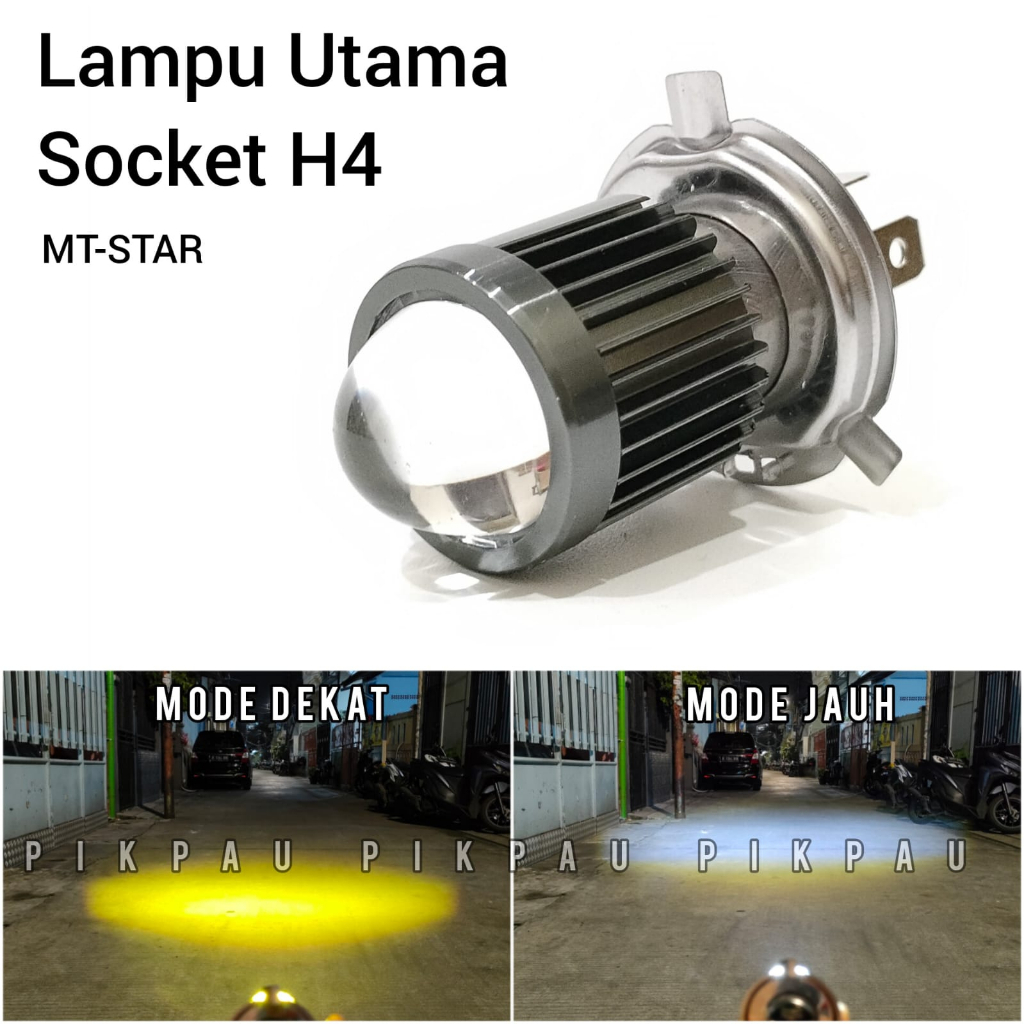 MT-STAR Lampu Utama LED H4 Laser AC DC High Low Putih Kuning