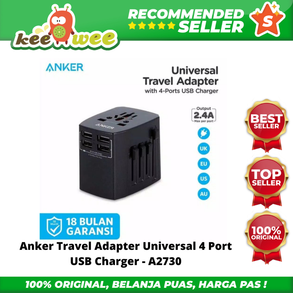 Anker Travel Adapter Universal 4 Port USB Charger - A2730
