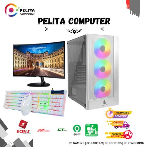 Pc core i5 10400f ddr4 32gb vga gtx 1650 Led 24in fulset gaming editing rakitan murah intel