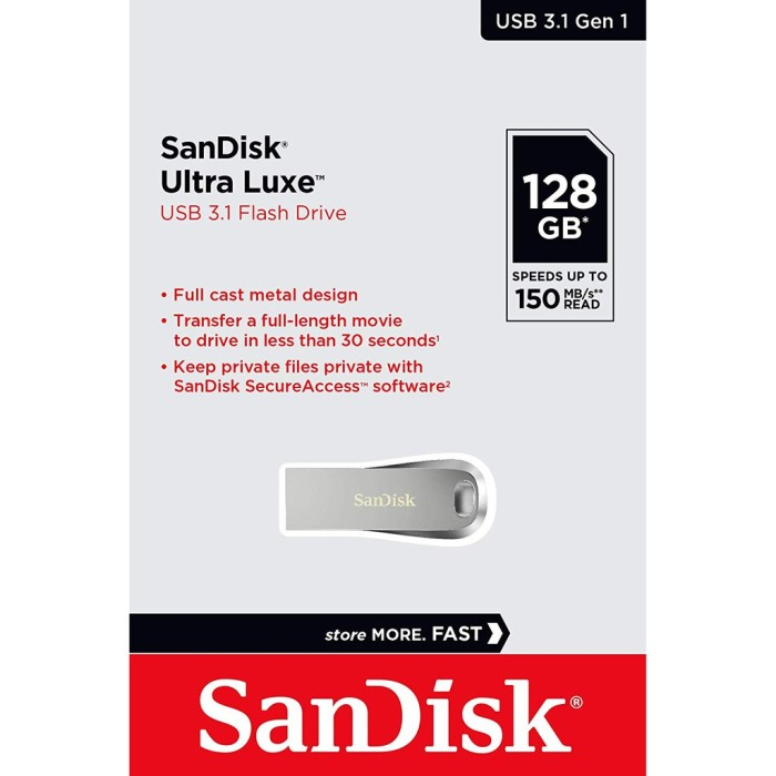 SanDisk Ultra Luxe CZ74 USB Flashdisk 128Gb USB 3.1