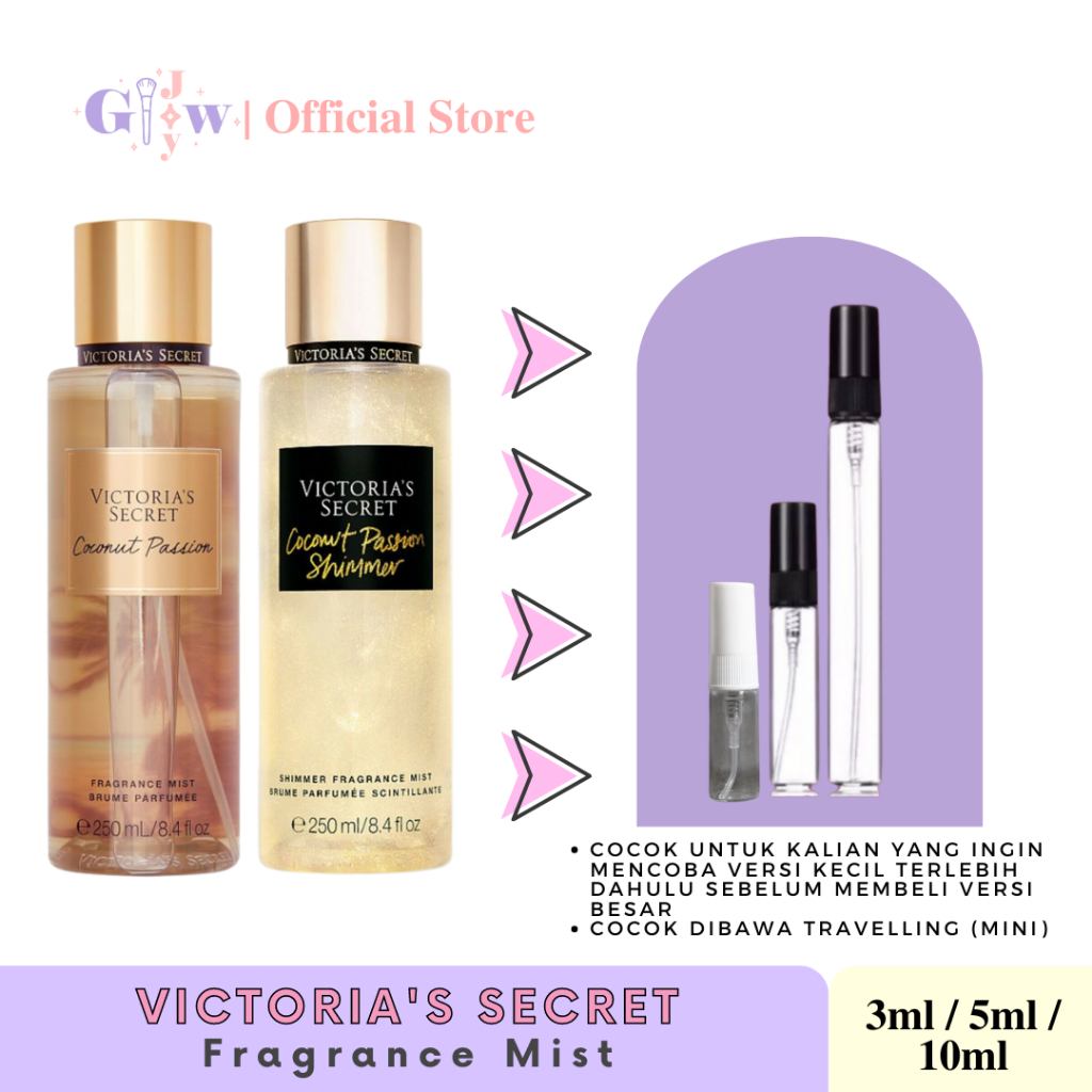 [DECANT] VICTORIA'S SECRET - COCONUT PASSION (SHIMMER / TDK SHIMMER) body fine fragrance mist | vs badan tubuh murah wangi harum tahan seharian original asli bpom share in jar bottle botol mini travel size travelling victorias