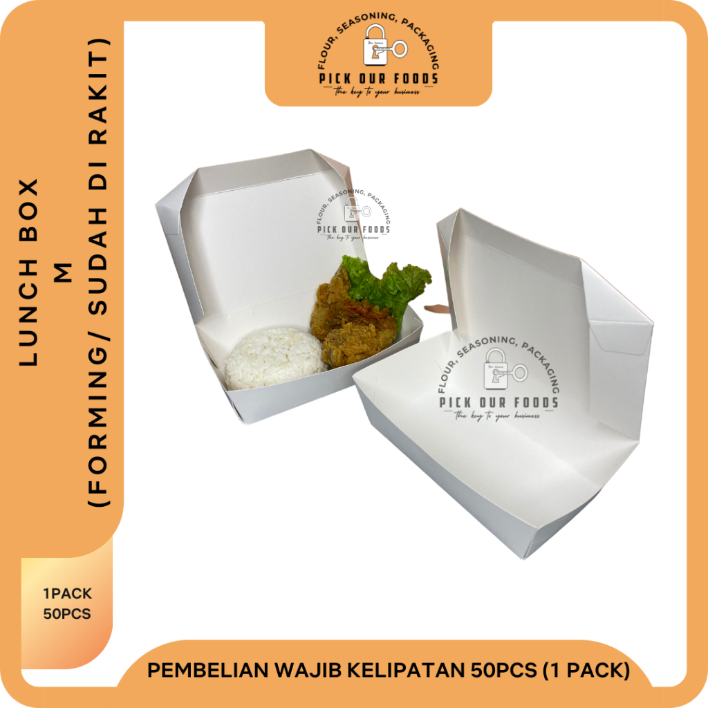 Paper lunch Box ukuran S / Box Burger /  Lunch Box M / Lunch Box L (50PCS)