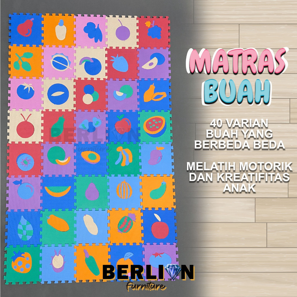 Matras Puzzle Buah Uk 15x15 40 Pcs Tbl 1 Cm Mainan Edukasi/ Tikar