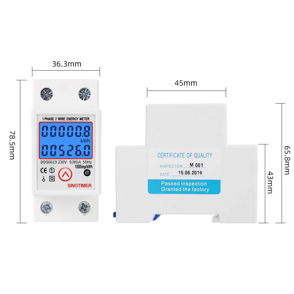 Meteran Listrik Digital Din Rail kWh Meter Single Phase 230V Port Layar LCD Materal Tahan Panas Berkualitas