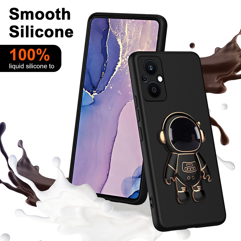 Oppo Reno 4 4f 5 5f 6 7 8 8T 4G 5G Case Slim 3D Astronaut Stand Holder Softcase Trendy Ring Fashion 